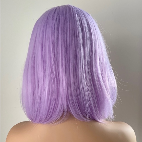 Lilac Purple Color “Put On & Go” Synthetic Wig with Bangs for Events or Cosplay - Picture 4 of 4